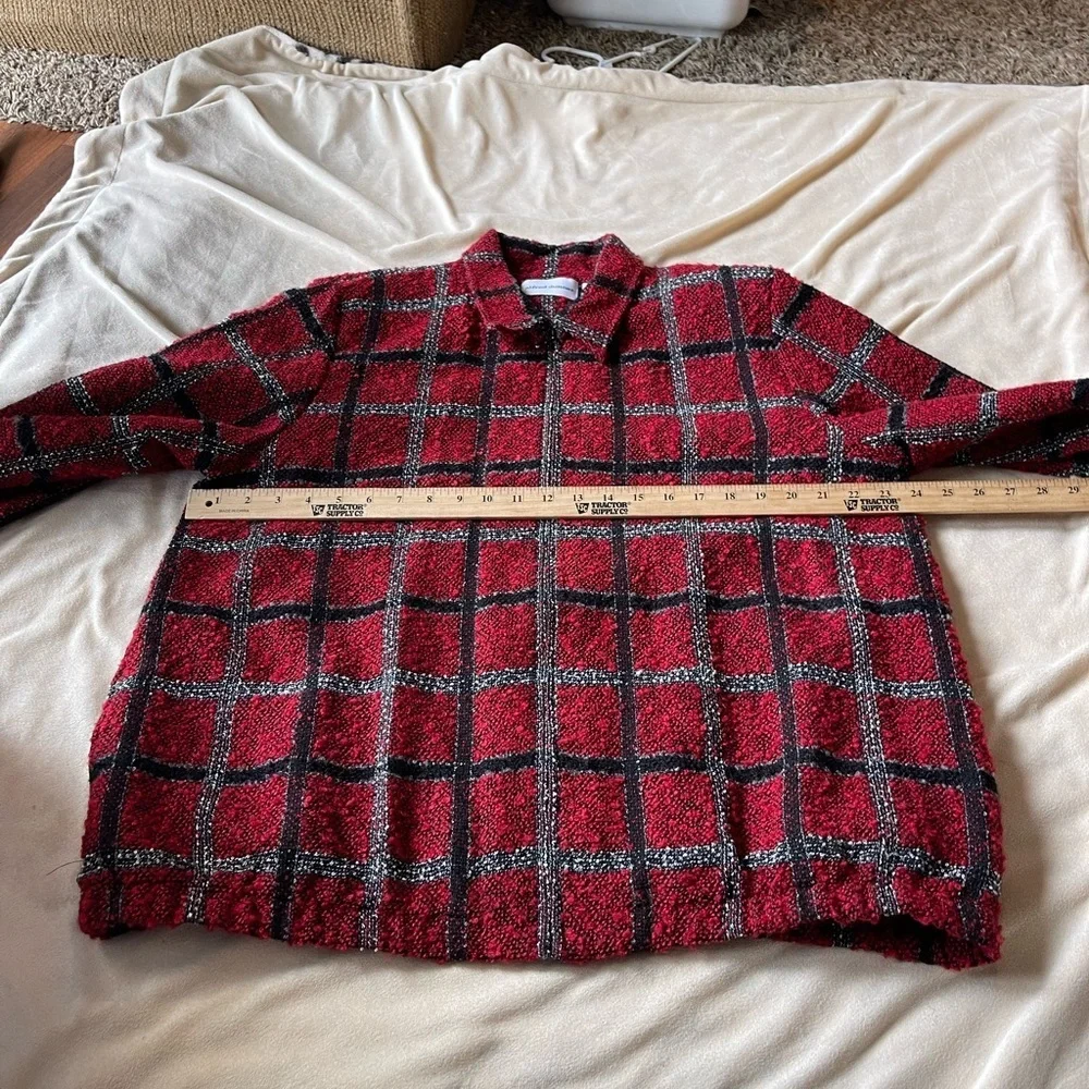 Alfred dunner red black plaid textured jacket